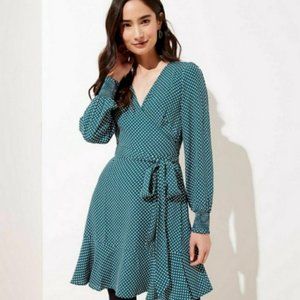 Loft wrap dress, teal polka dot size 10 NWT